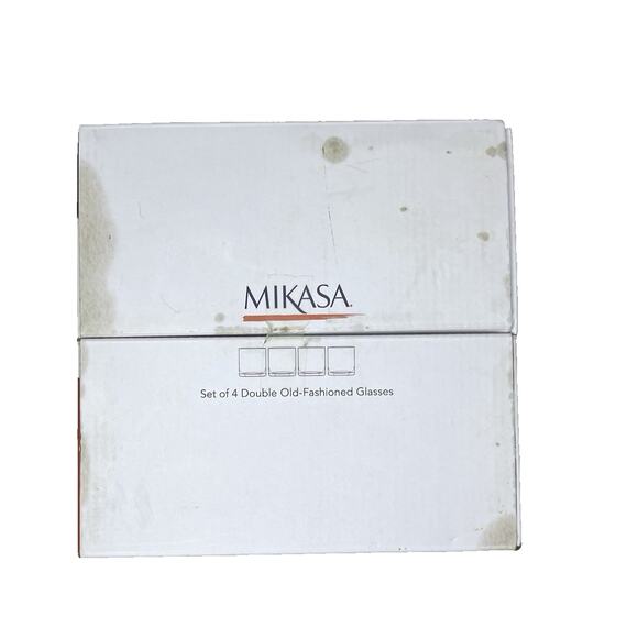 Mikasa Carroll Gate Fine Crystal Double Old-Fashioned Glasses Set of 4 9oz New - Picture 5 of 6